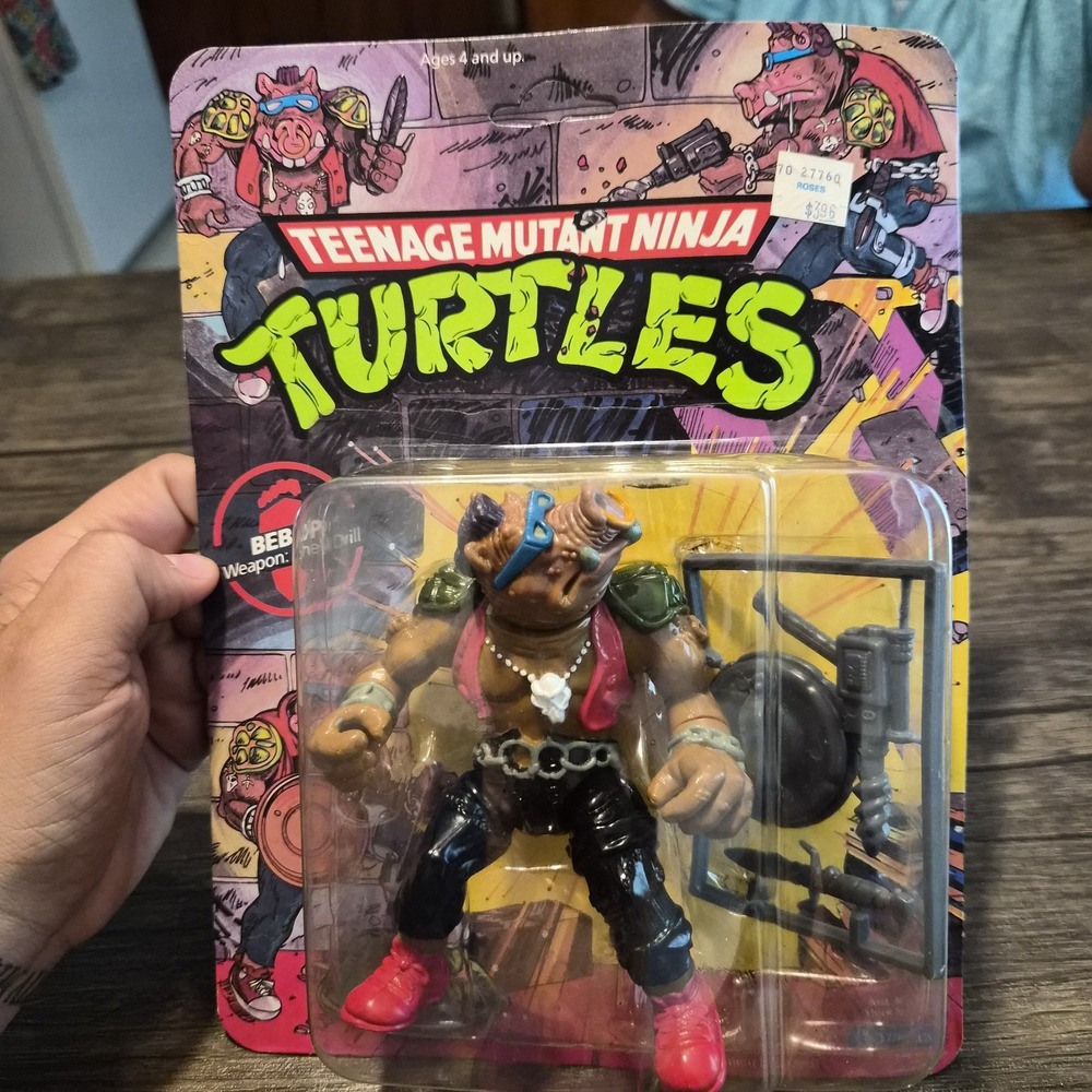 1990 TMNT Bebop Fatback Facts Deluxe Action Figure MOC Sealed Playmates Vintage